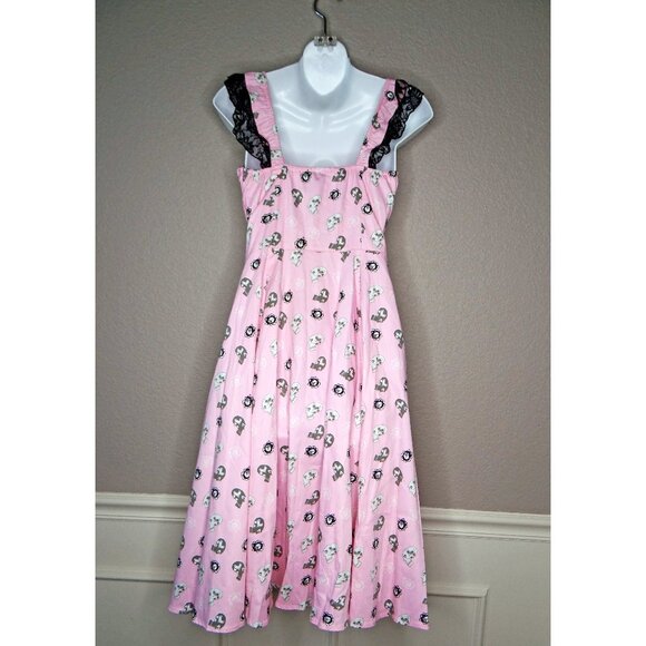 Hearts & Roses Skull Baby Swing Dress in Pink Goth Size 8   6672 - Picture 8 of 16
